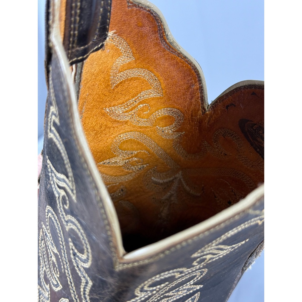 Lucchese 2000 Full Quill Ostrich Leather Western Cowboy Boots Tan Brown 8.5 B - Picture 12 of 16